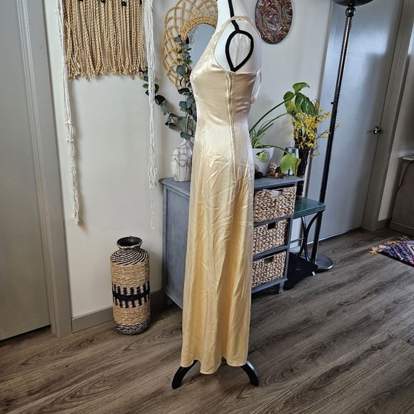 Vintage Jessica McClintock Gunne Sax Yellow Maxi Dress Size 5/6 Small - Picture 5 of 10